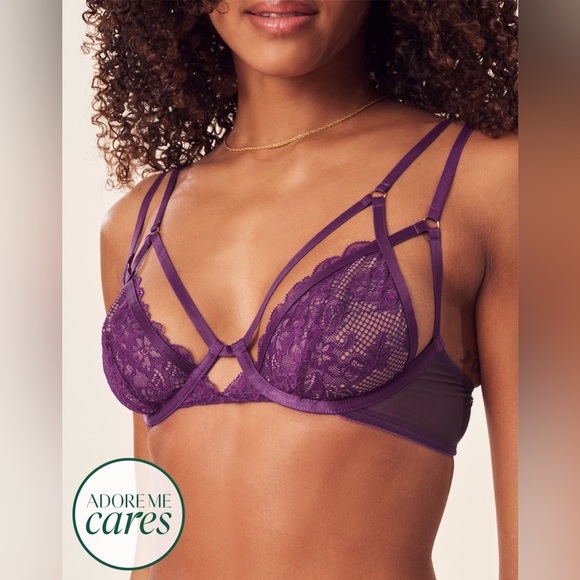 Adore Me Other - Pristine Adore Me Vianna Unlined Plunge Lace Bra Plum Purple 38B